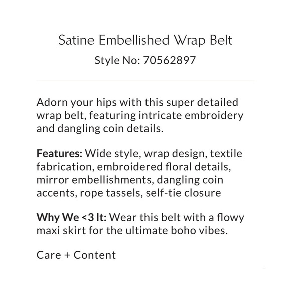 FREE PEOPLE SATINE EMBELLISHED WRAP BELT Final Drop - Picture 5 of 5